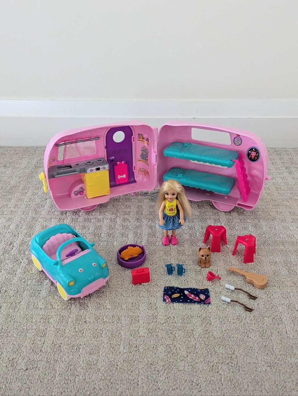 Barbie Club Chelsea Toy Car and Camper Playset with Accessories